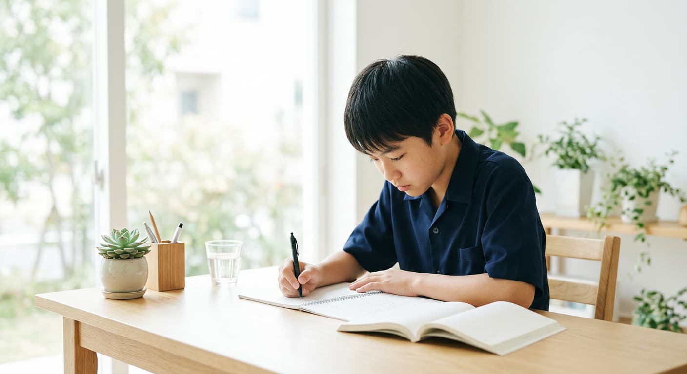 集中して勉強する生徒