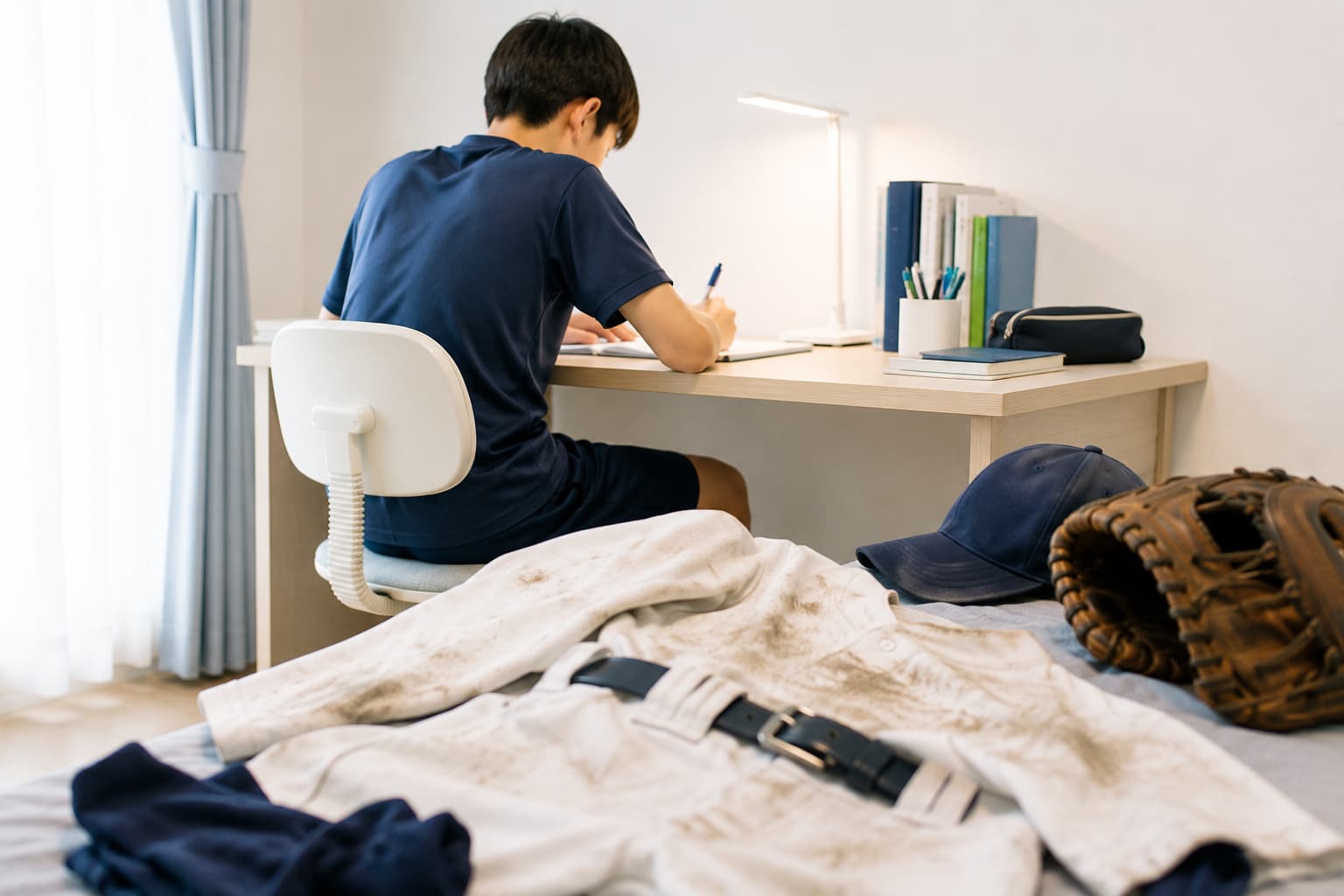 野球をがんばる中学生と保護者のイメージ